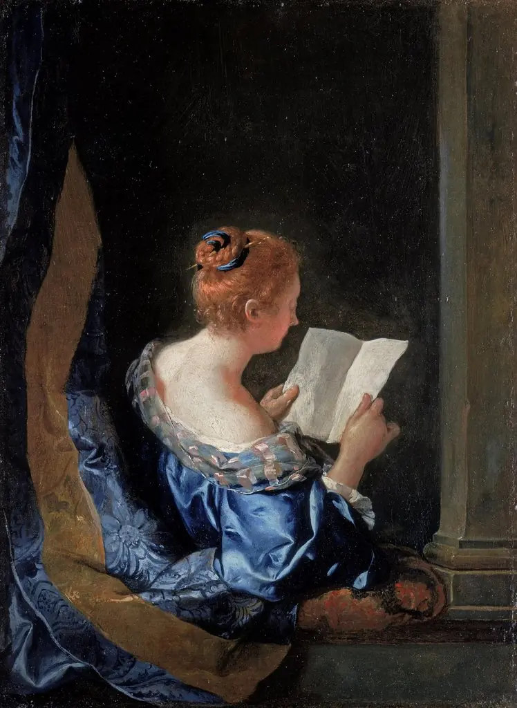 Woman Reading a letter, by François de Troy, oil, 1723