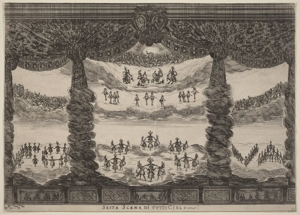 Sesta Scena di Tutto Cielo, by Stefano Della Bella, ink, 1637