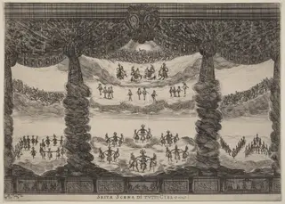 Sesta Scena di Tutto Cielo, by Stefano Della Bella, ink, 1637