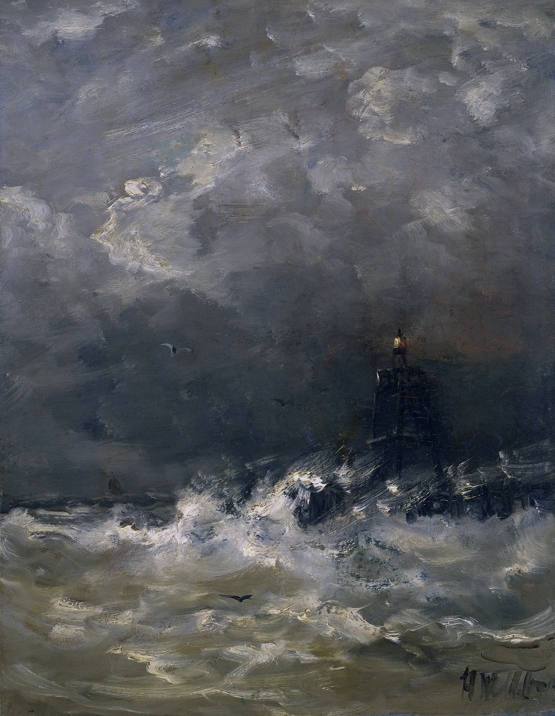 Lighthouse in Breaking Waves, detail