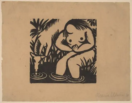 Woman at the Water, by Maria Uhden, ink, 1918