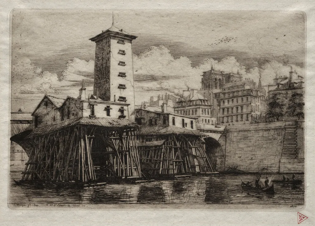 Etchings of Paris:  The Notre Dame Pump, by Charles Meryon, 1852