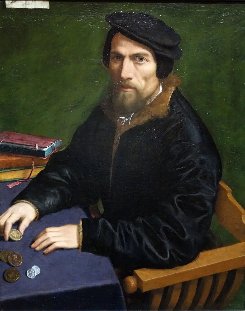 Portrait of a Man with coins, by Giulio Campi, oil, 1540