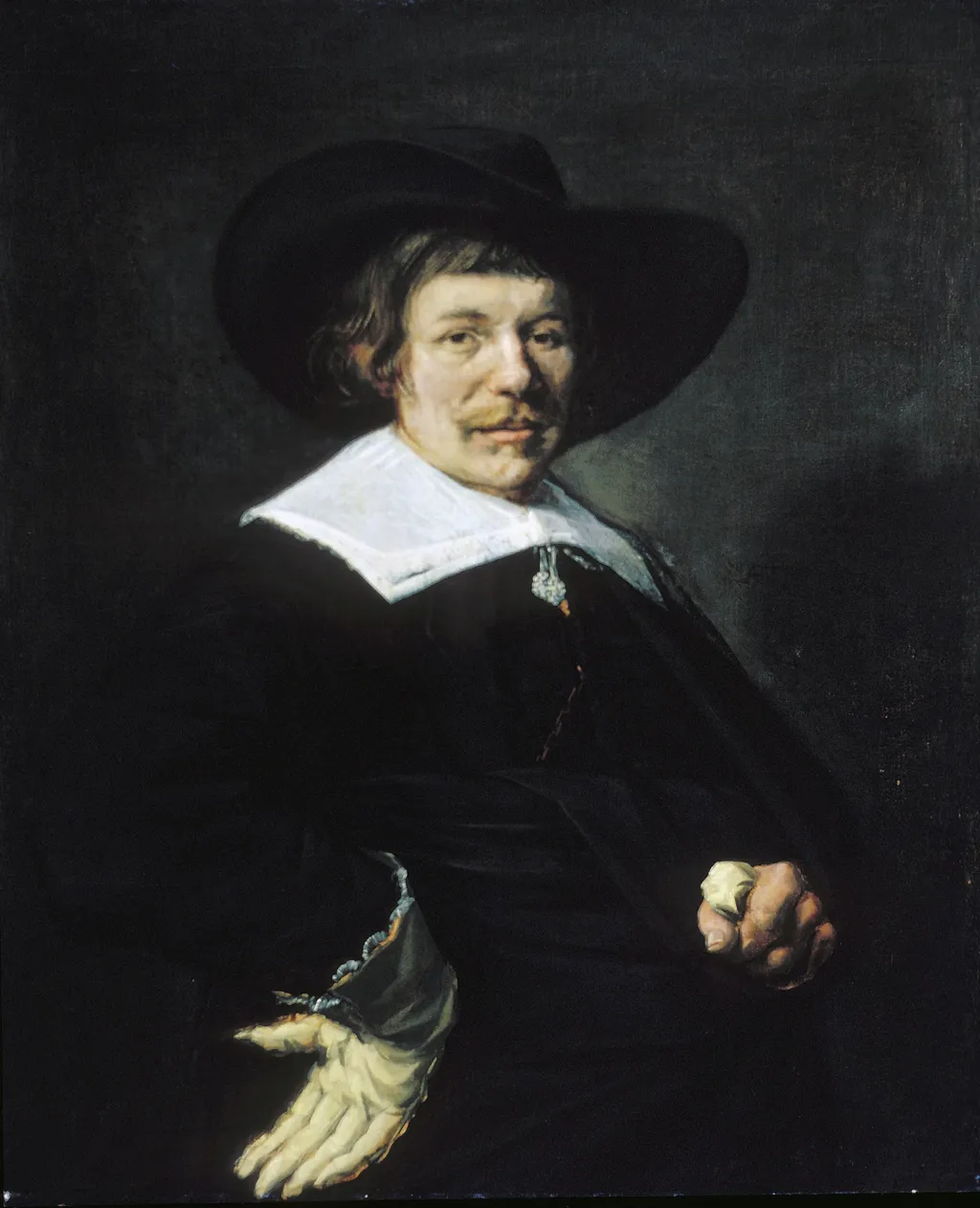 Portrait of a man with tassle collar and floppy hat, by Jan Hals, oil, 1644
