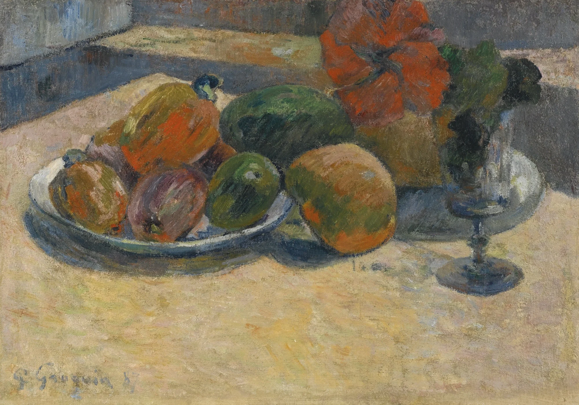 Still Life with Mangoes and a Hibiscus Flower, detail