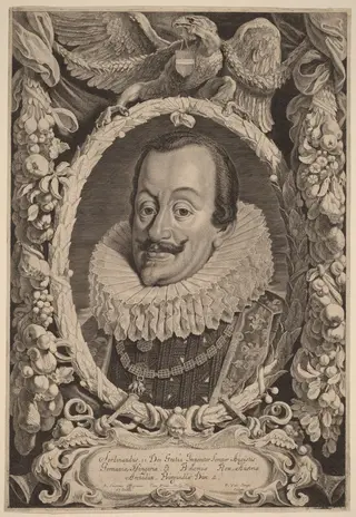 Ferdinand II, by Pieter van Sompel, ink, 1622