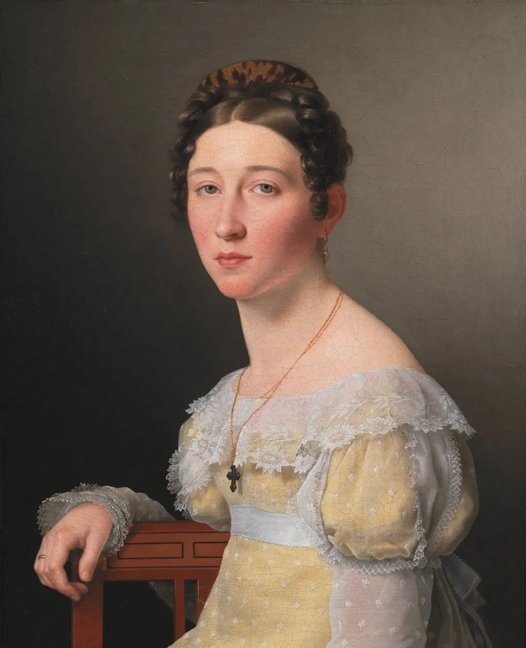 Emilie Henriette Massmann, gift 1824 med kammerjunker Frederik Wilhelm Caspar von Benzon, by Christoffer Wilhelm Eckersberg, oil, 1820