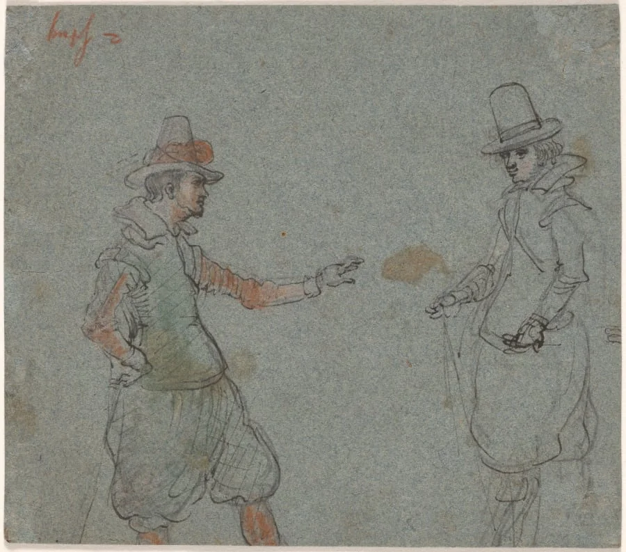 Two Gentlemen (verso), detail
