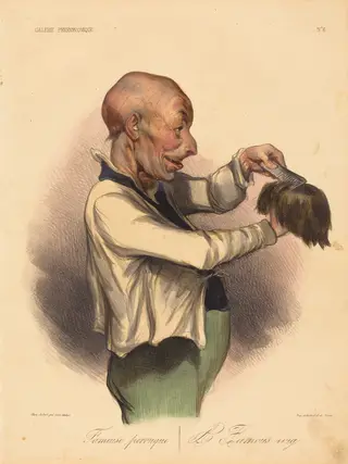 Fameuse perruque, by Honoré Daumier, ink, 1836