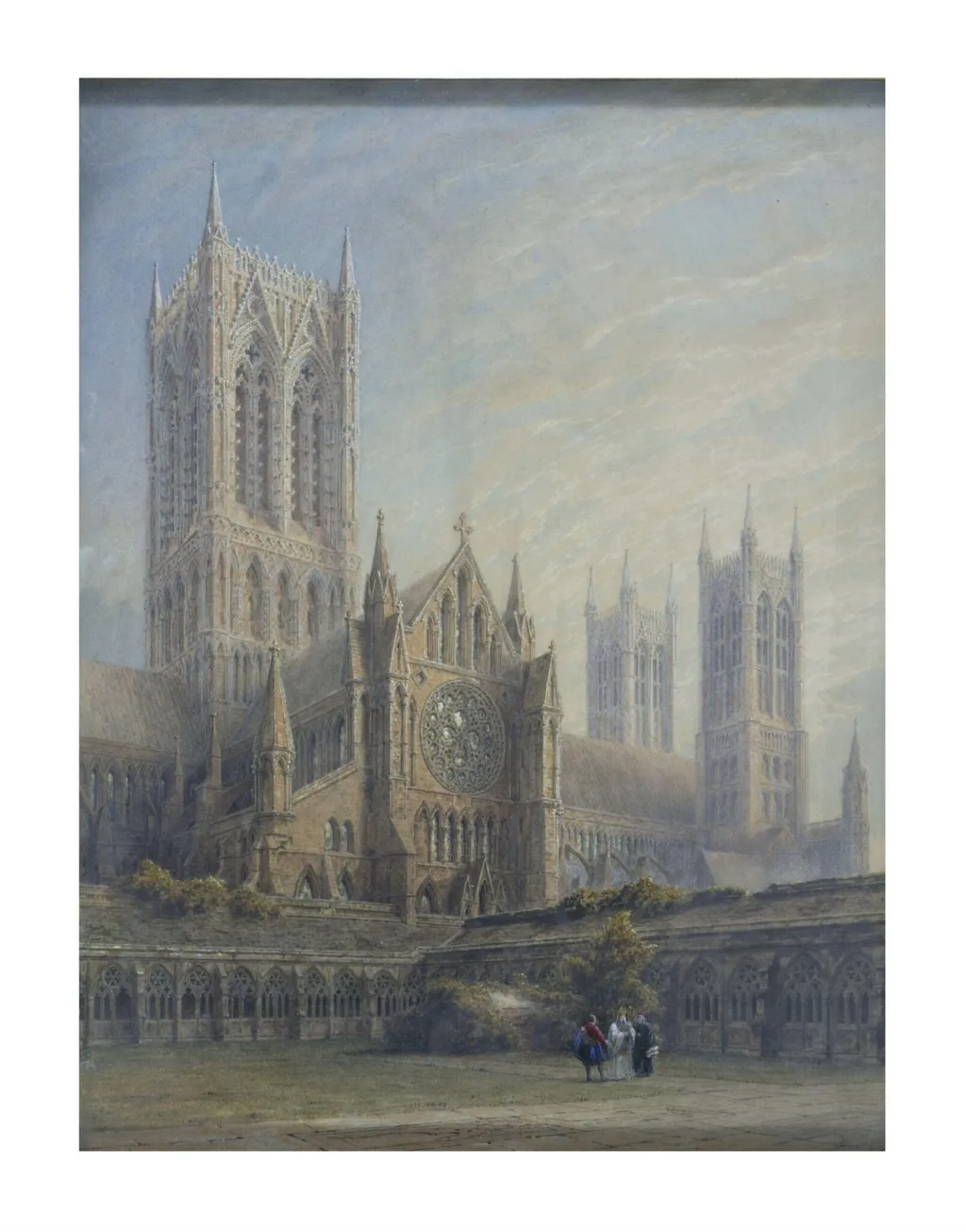 Lincoln Cathedral, from the Cloisters, by Frederick Mackenzie, watercolor, 1850