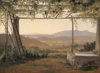 Fountain and Pergola in Italy, by Ernest Christian Frederik Petzholdt, oil, 1832