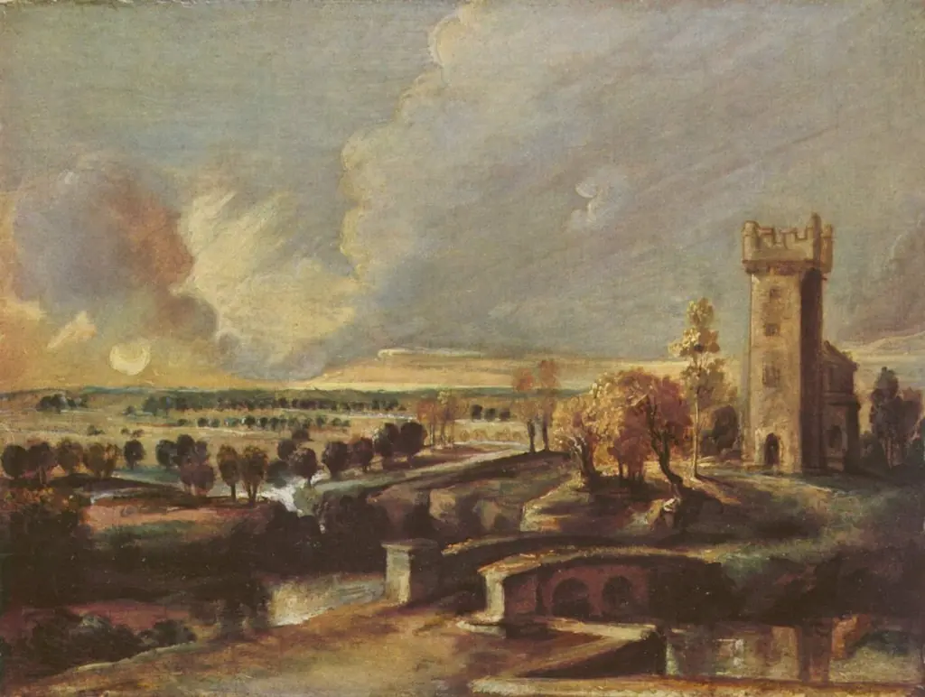 Landscape with the Tower of Castle "Steen", by Peter Paul Rubens, oil, 1639
