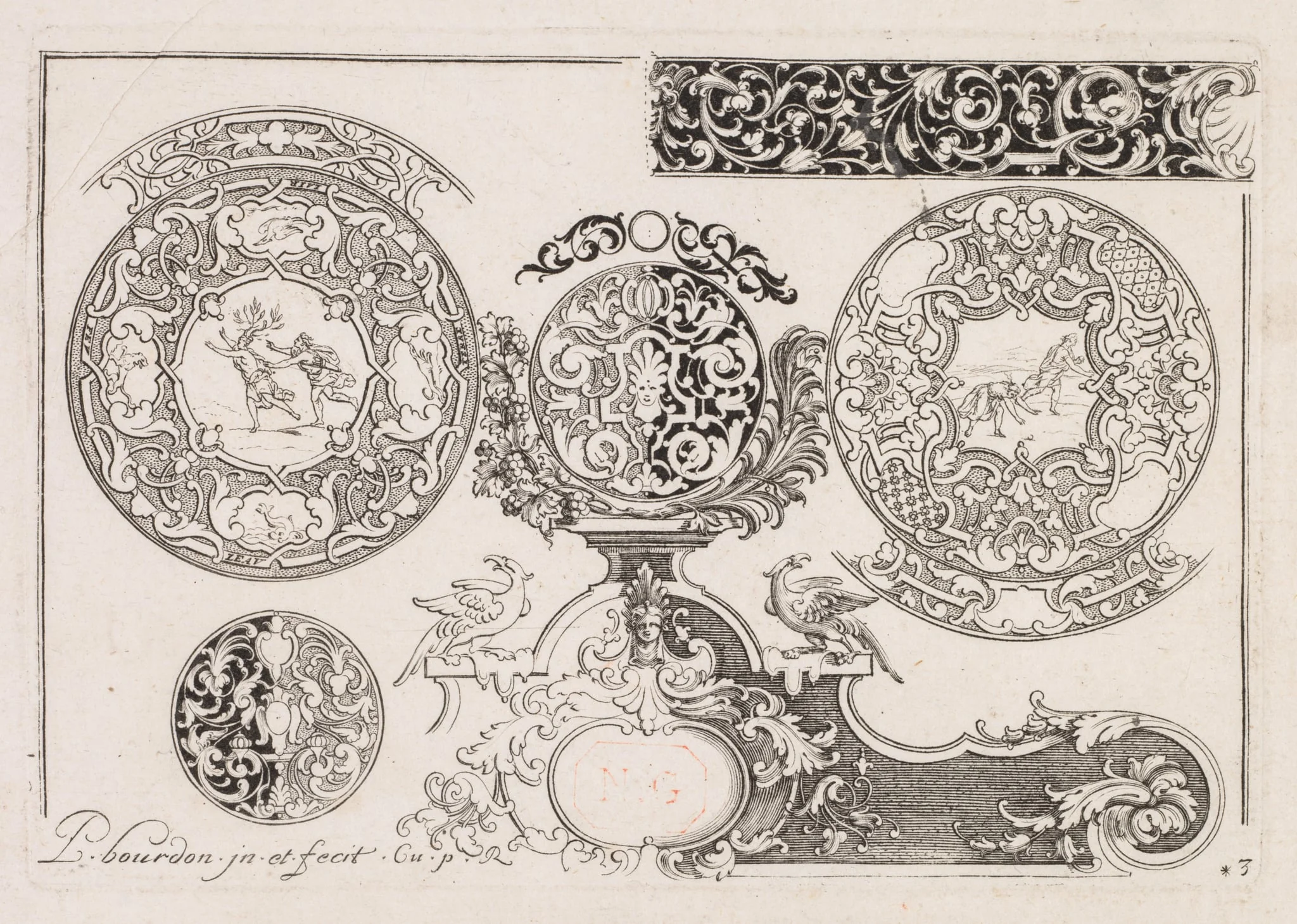 # 3 from " Livre second essais de Gravjre " Second book of Engraved Designs, detail