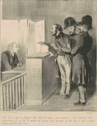On vous a pris en flagrant délit ..., by Honoré Daumier, ink, 1843