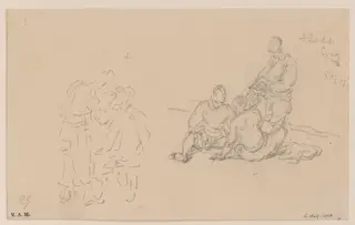 Two sketches of groups of Chinese figures, by George Chinnery, 12