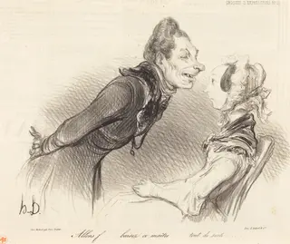 Allons... baisez ce maitre... tout de suite..., by Honoré Daumier, ink, 1838