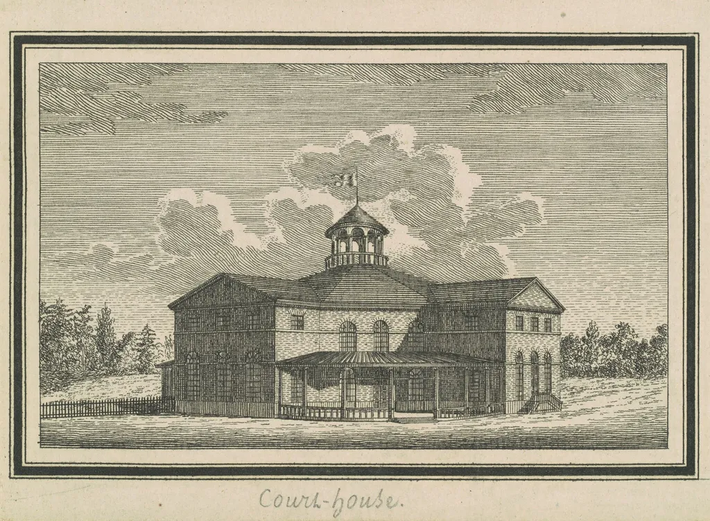 Esperanza, Courthouse, by Charles B. J. Févret de Saint-Mémin, ink, 1795