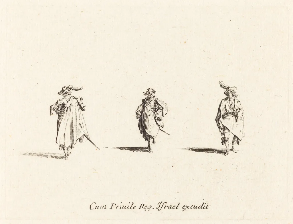 Three Gentlemen, by Jacques Callot, ink, 1634