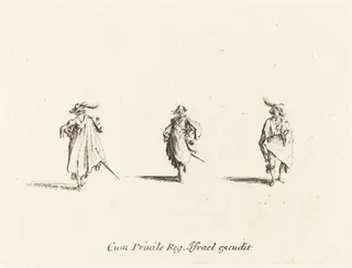 Three Gentlemen, by Jacques Callot, ink, 1634