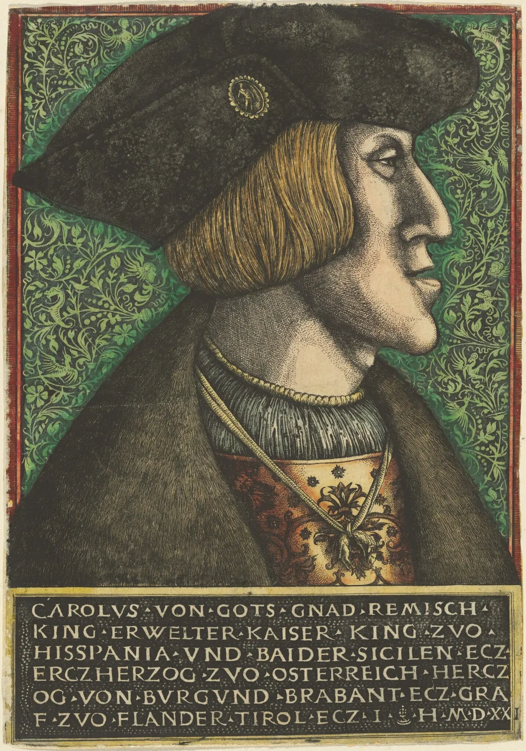 Emperor Charles V, by Daniel Hopfer, ink, 1520