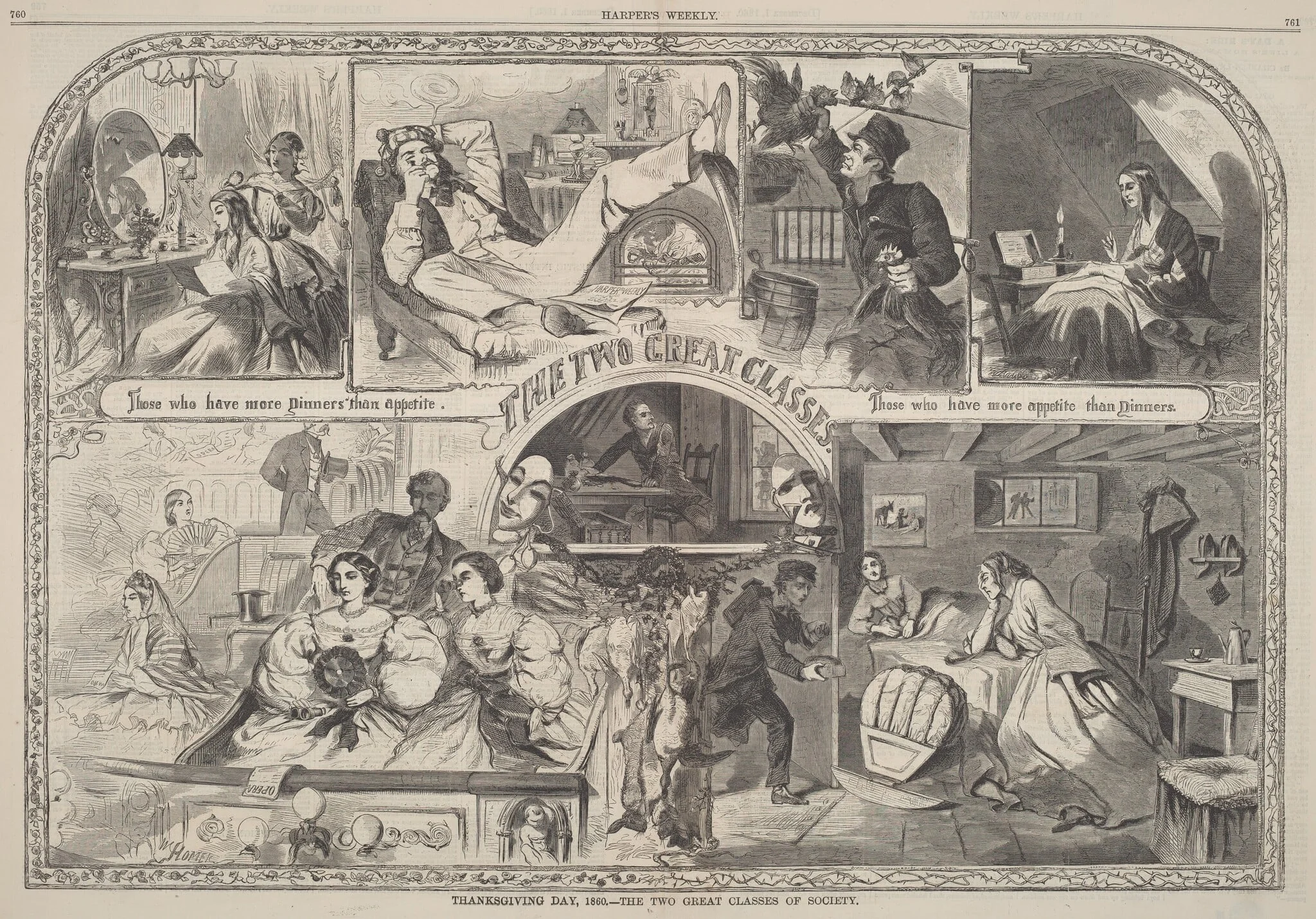 Thanksgiving Day, 1860 - The Two Great Classes of Society, detail