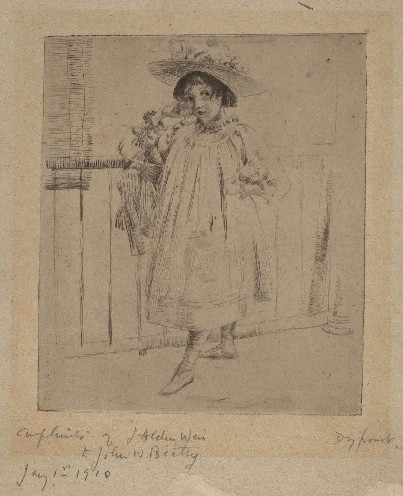 Young Girl with Large Hat, detail