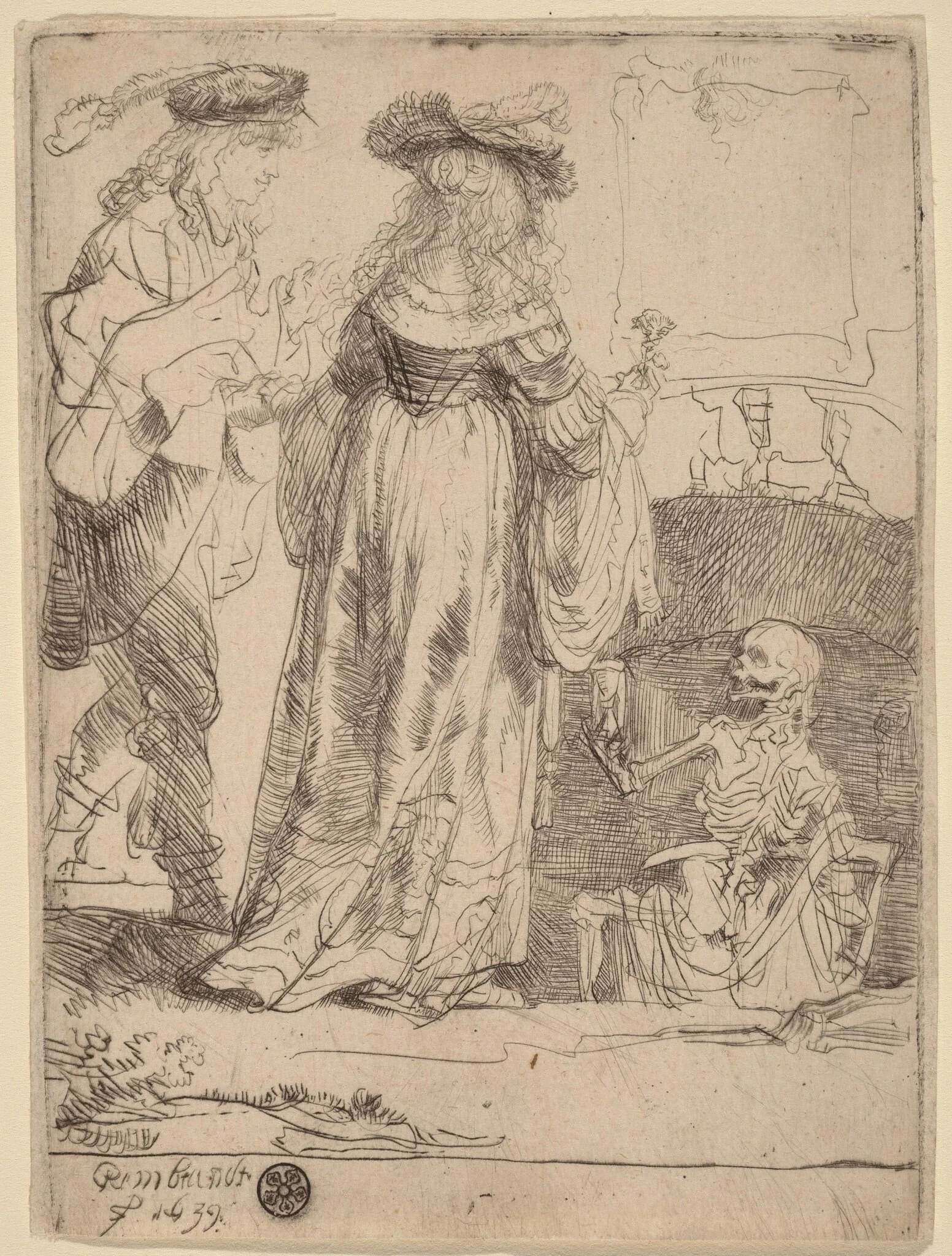 Death Appearing to a Wedded Couple from an Open Grave, detail