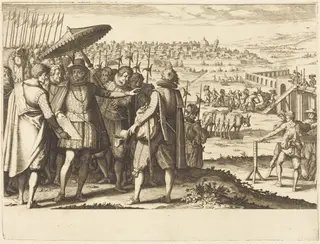 Restoration of the Aqueduct at Pisa, by Jacques Callot, ink, 1614