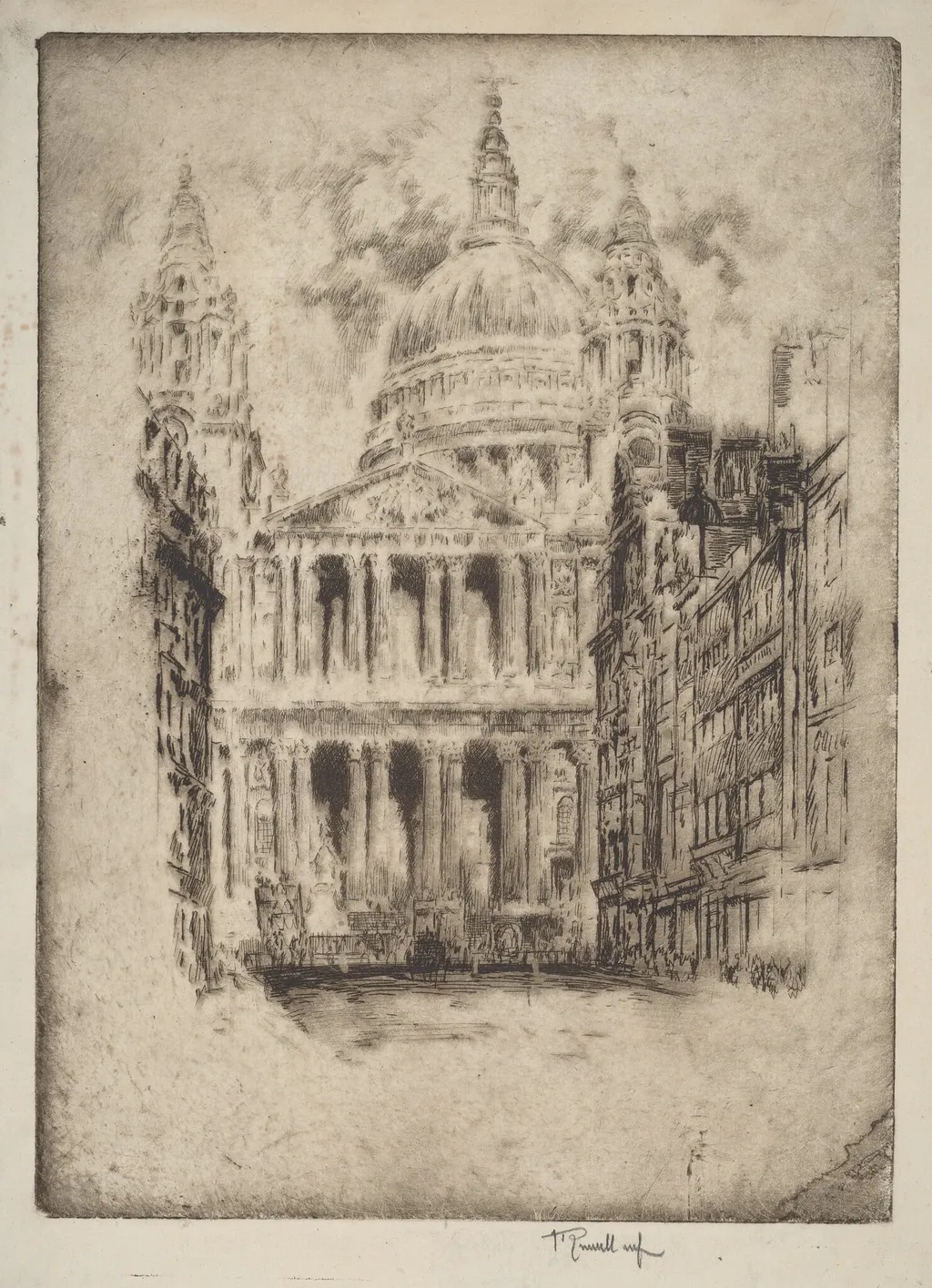 St. Paul's, Fleet Street, London, by Joseph Pennell, ink, 1905
