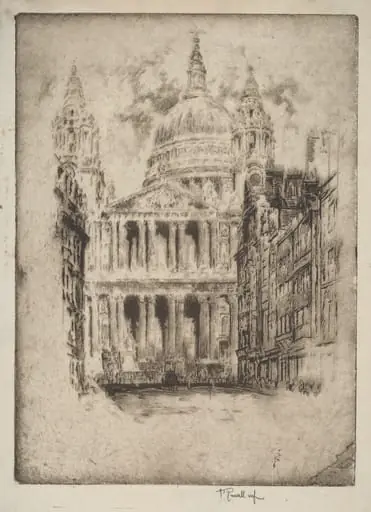 St. Paul's, Fleet Street, London, by Joseph Pennell, ink, 1905