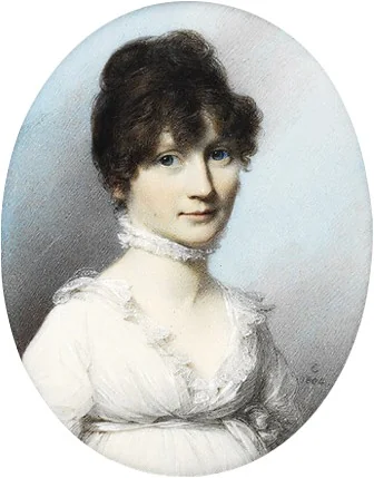 Portrait miniature of an unknown woman, detail