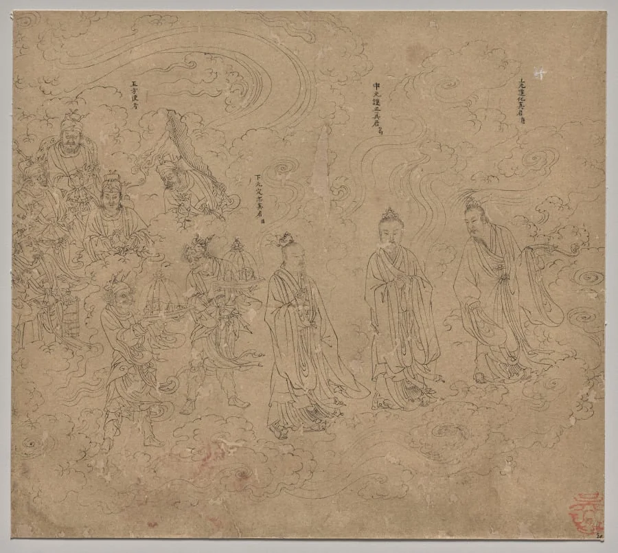 Album of Daoist and Buddhist Themes: Procession of Daoist Deities: Leaf 20, detail