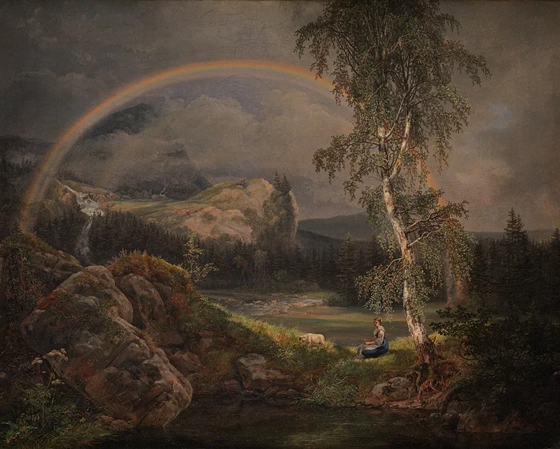 Norwegian Landscape with a Rainbow, detail