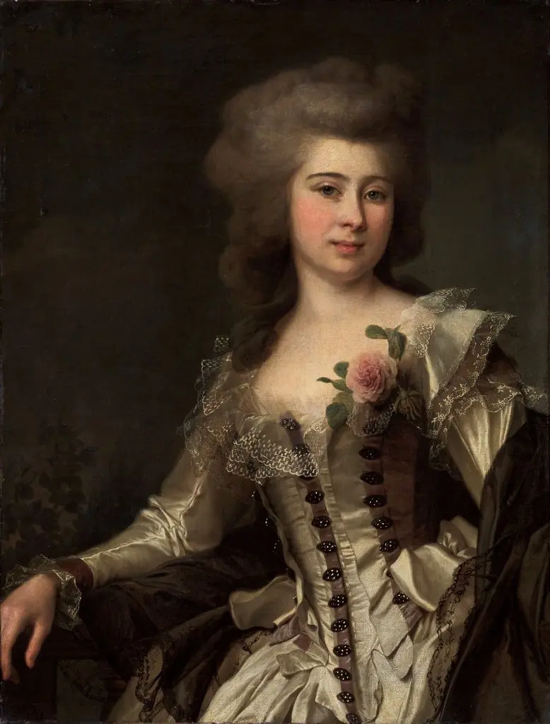 Portrait of an Unknown Woman with a Rose, by Dmitry Levitzky, oil, 1794