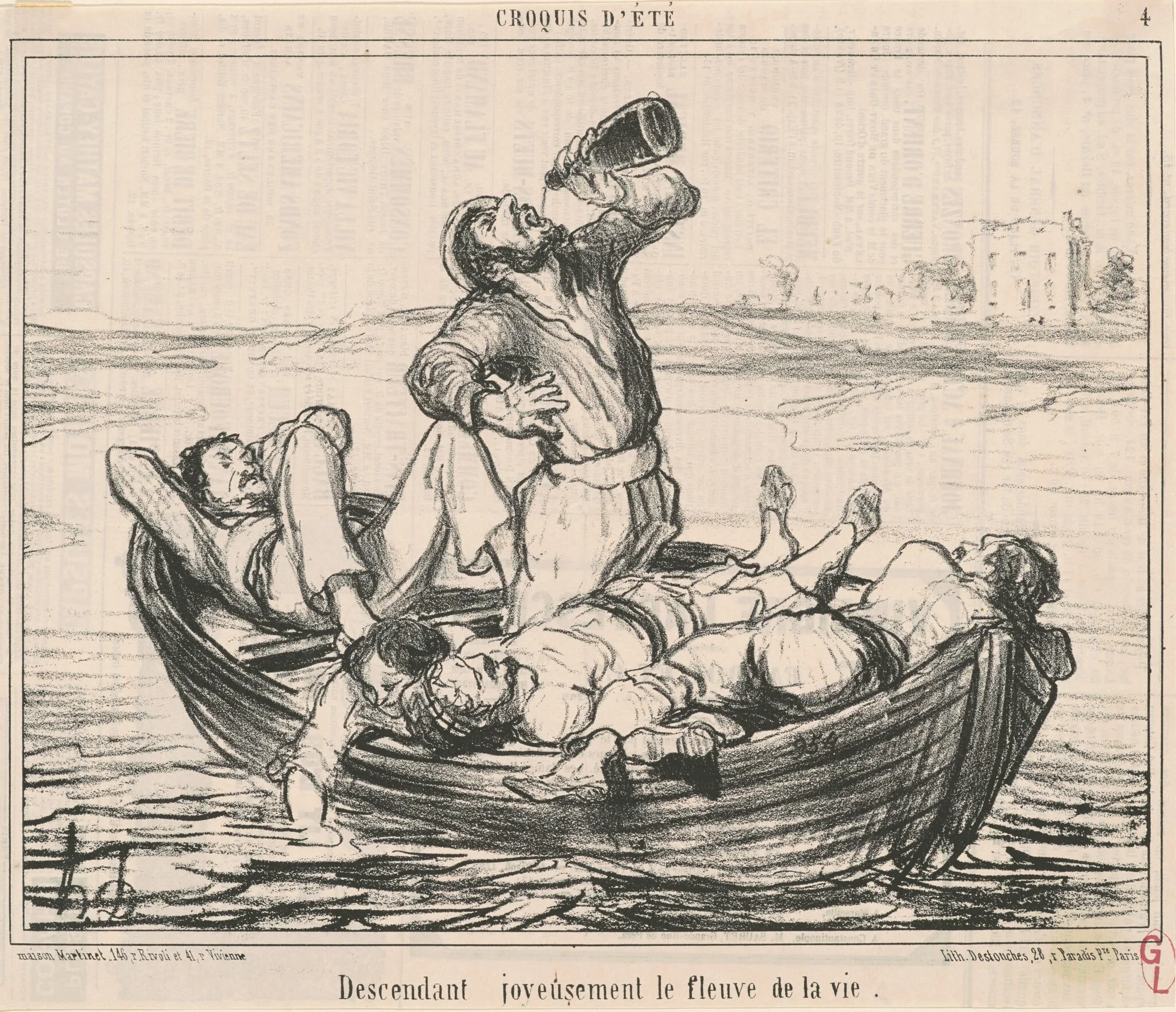 Descendant joyeusement le fleuve de la vie, detail