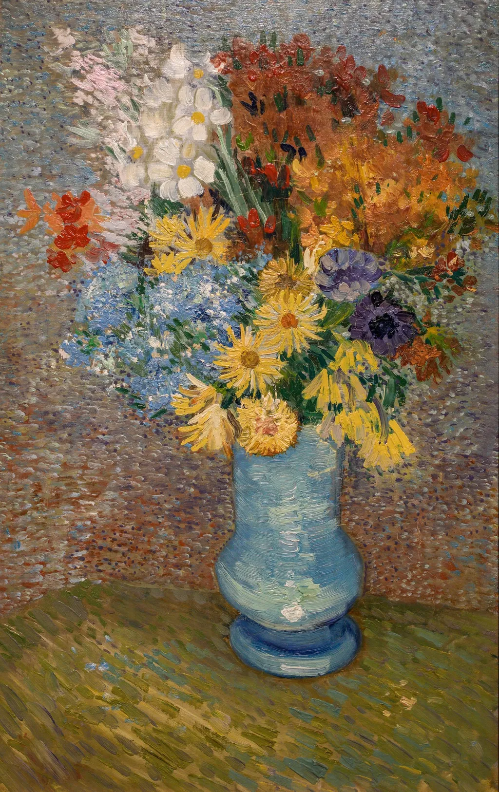 Vase with daisies and anemones, by Vincent van Gogh, oil