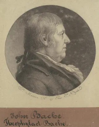 Theophylact Bache, by Charles B. J. Févret de Saint-Mémin, ink, 1797