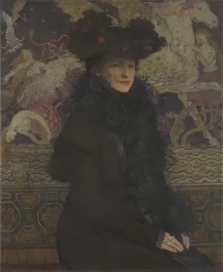 Portret żony na tle Pegaza, by Józef Mehoffer, oil, 1913