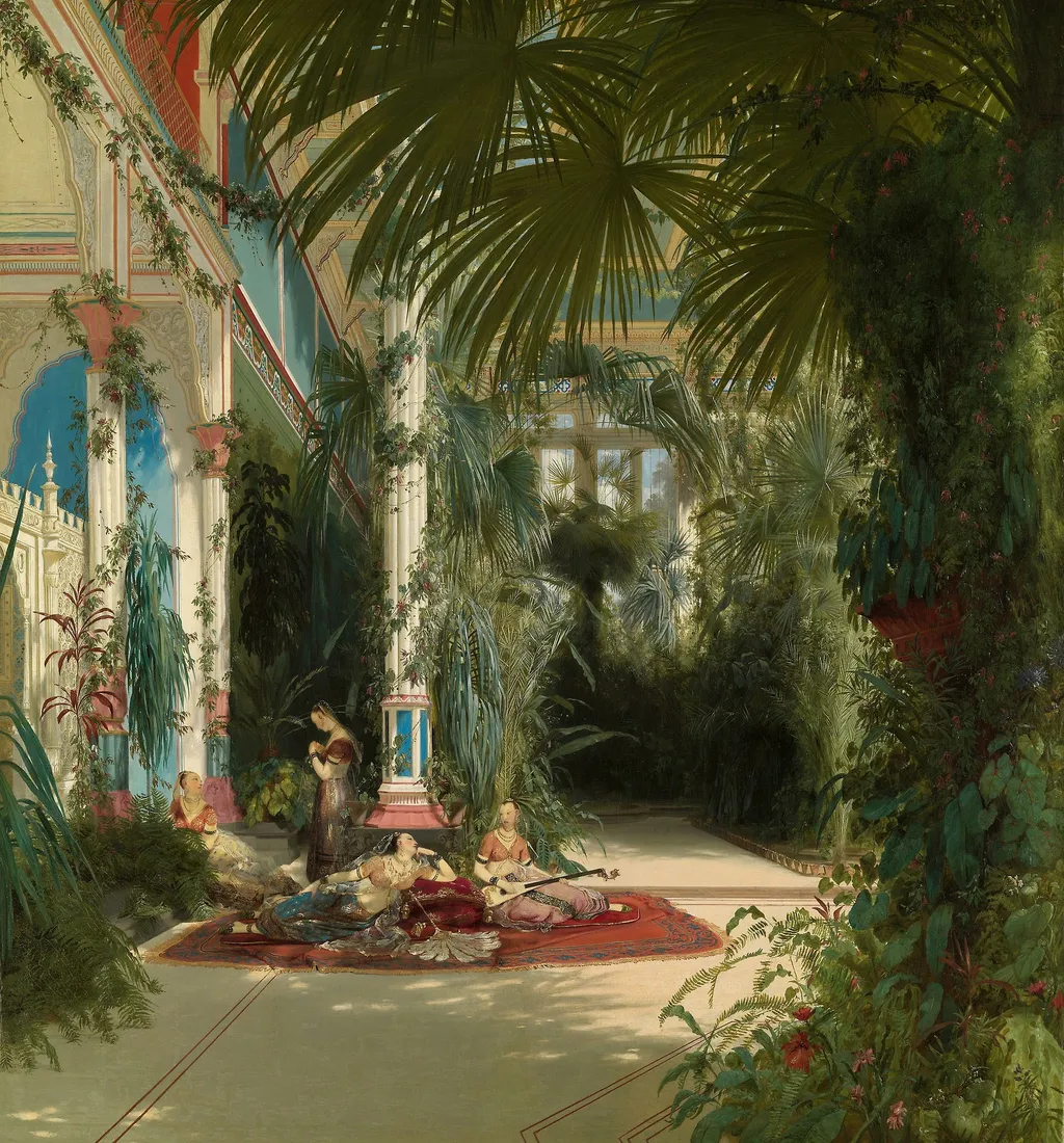 The Interior of the Palm House on the Pfaueninsel Near Potsdam, by Carl Blechen, oil, 1834