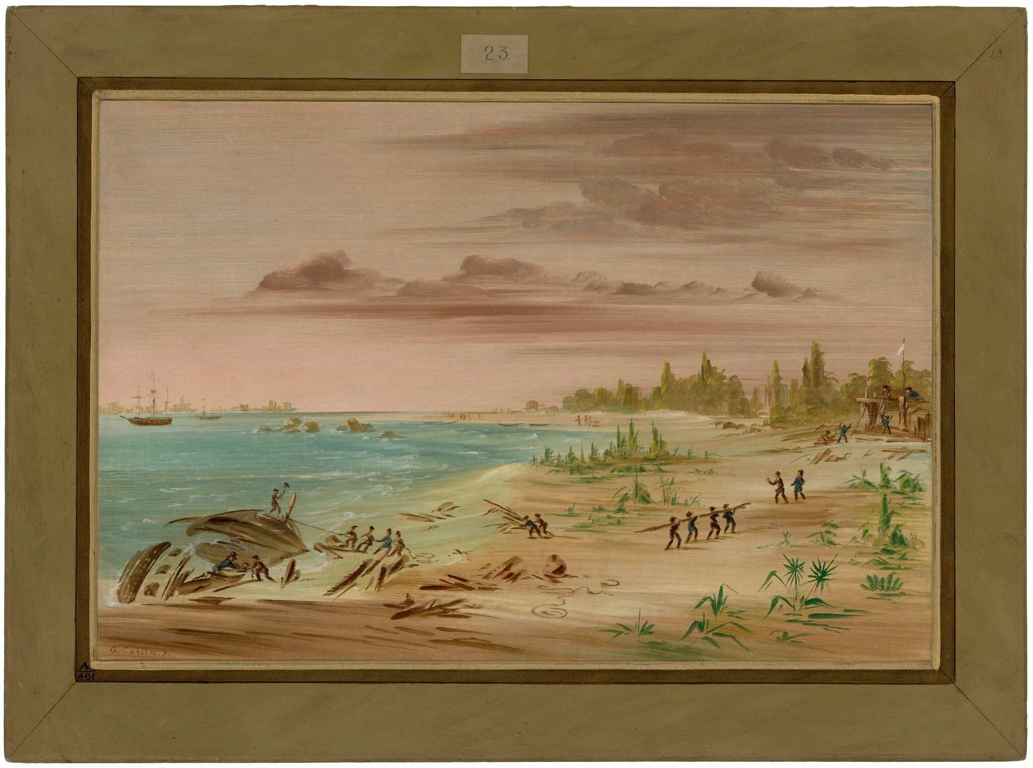 Wreck of the Aimable, on the Coast of Texas. 1685, detail