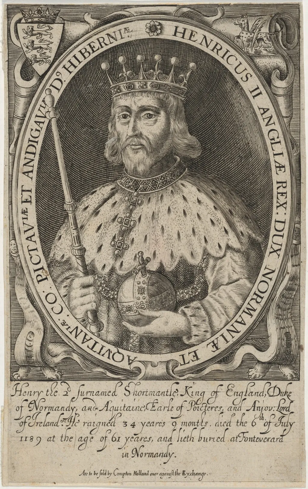 Henry II of England, by Renold Elstrack, ink, 1618