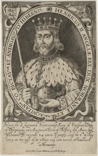 Henry II of England, by Renold Elstrack, ink, 1618
