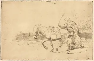 Milkmaid of Boulogne, 1st plate (Laitiere a Boulogne), by Alphonse Legros, ink, 1874