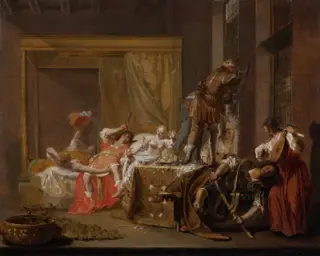 Scene from the marriage of Messaline and Gaius Silius, possibly an episode from a play, by Nikolaus Knüpfer, oil, 1650