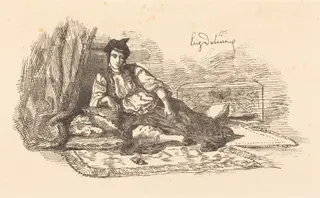 Jewish Woman of Algiers  (Juive d'Alger et une rue à Alger), by Eugène Delacroix, ink, 1838