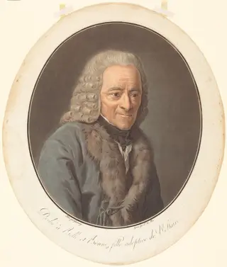 Voltaire, by Pierre-Michel Alix, ink, 1791