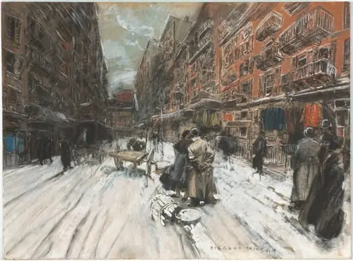 Cross Streets of New York, by Everett Shinn, gouache, 1899