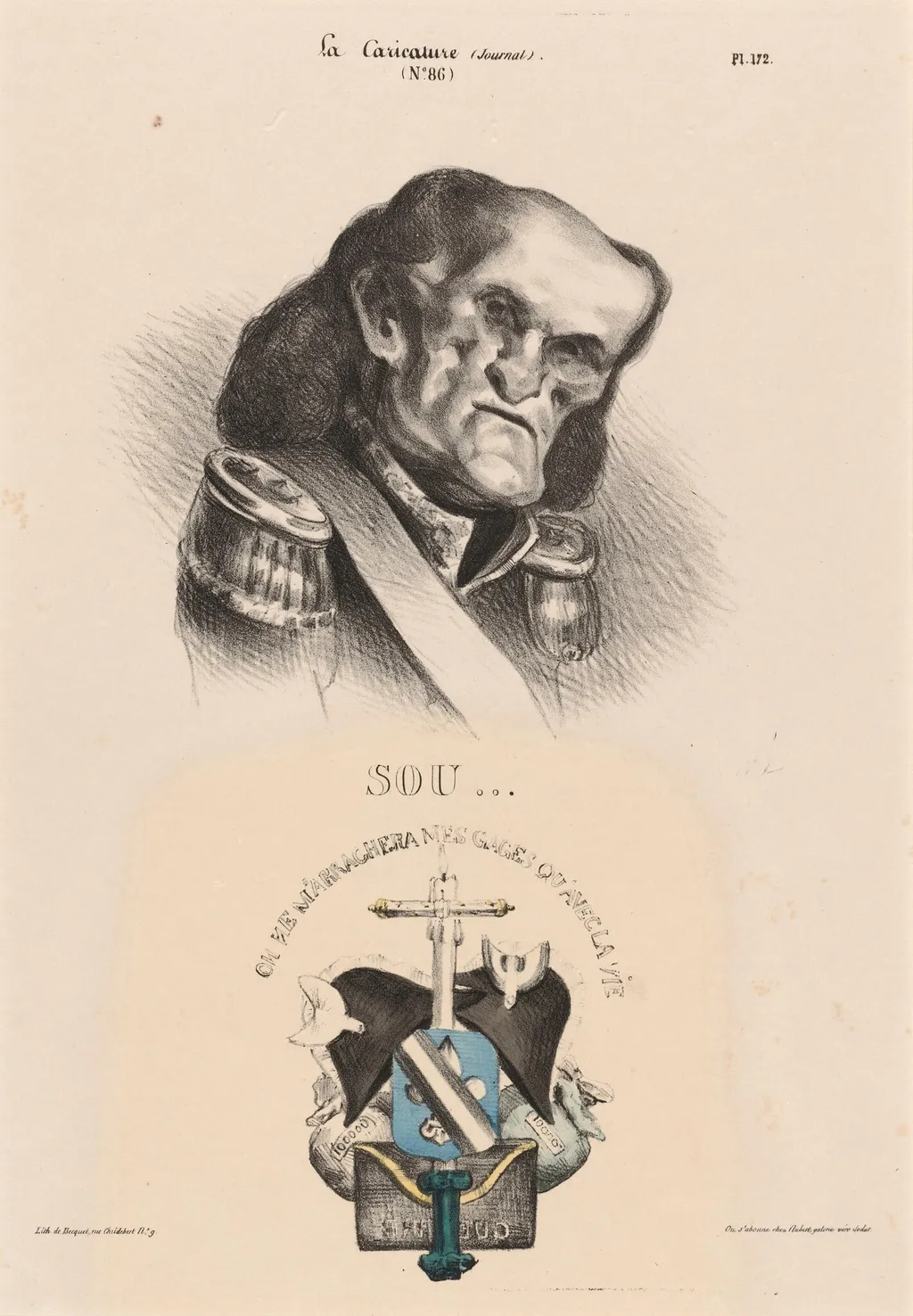 Soult (Maréchal), by Honoré Daumier, ink, 1832