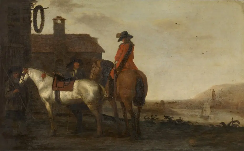 Stopping Place for Horsemen and Horses, by Abraham van Calraet, oil, 1692