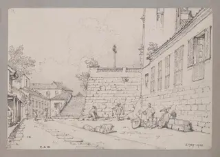 Steps and part of the Church of S. Lorenzo, Macao, by George Chinnery, 19